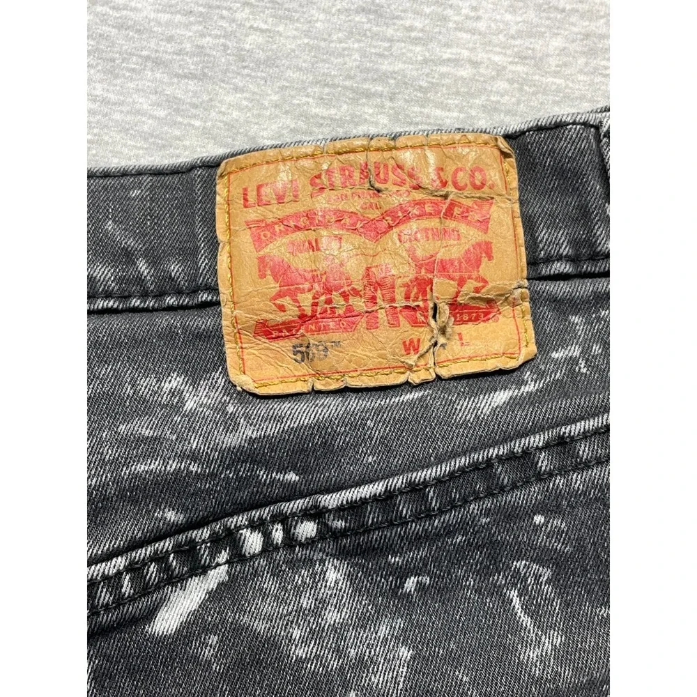 Levi's 509 Jean Shorts Mens 34W Dark Gray Denim Splatter Paint Cotton Everyday